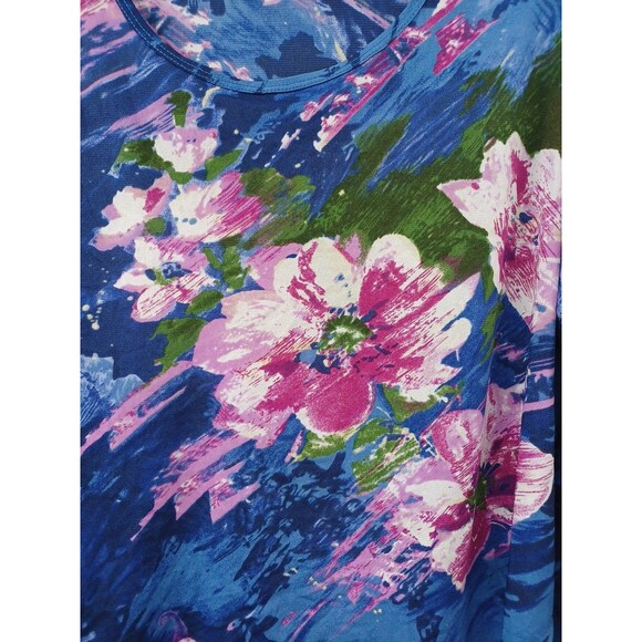 Avenue Womens Blouse Top Plus Sz 26/28 Violet Floral Print Art 100% Nylon - Picture 3 of 8